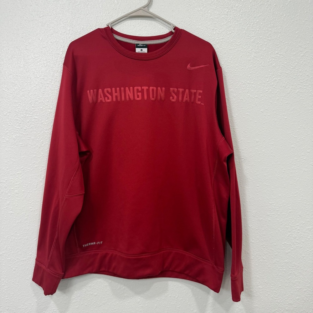 Nike Washington State Therma-FIT Sweatshirt Mens Large Red WSU Cougars Pullover